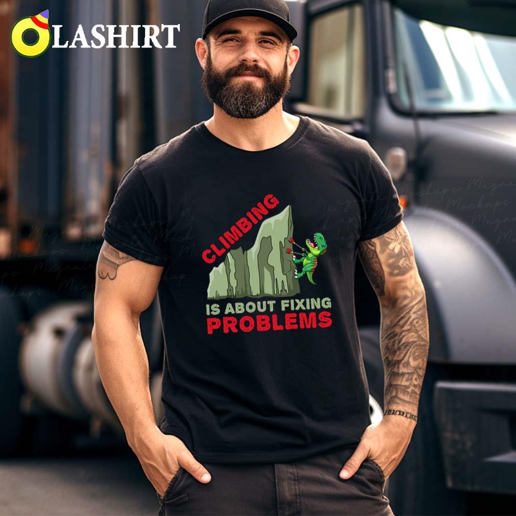 Climbing T-rex Funny T-shirt, Gift Climber Bolder Boulder