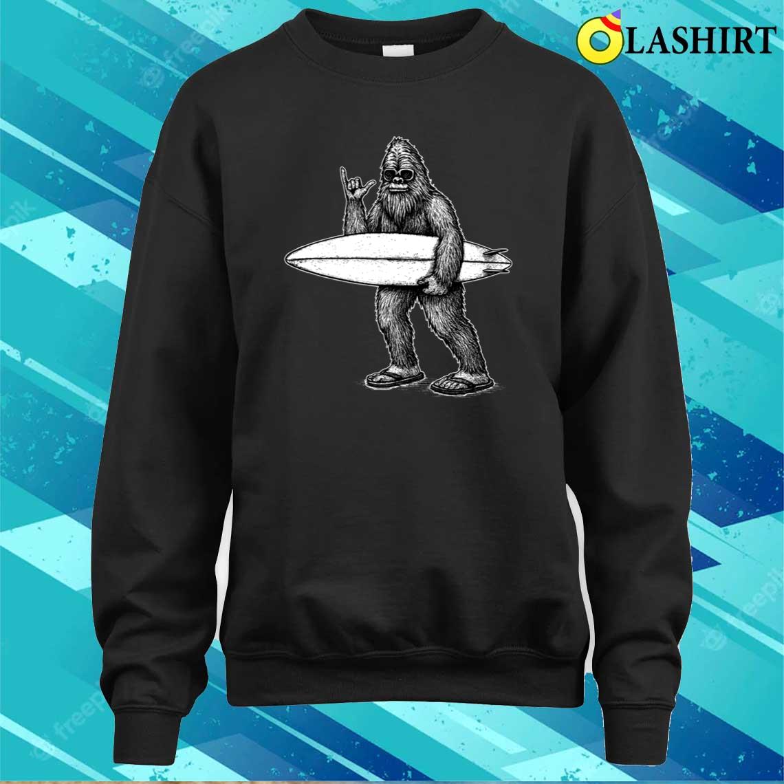 Funny Bigfoot Surfer Shirt, Sasquatch Surfershirt Sweater Shirt