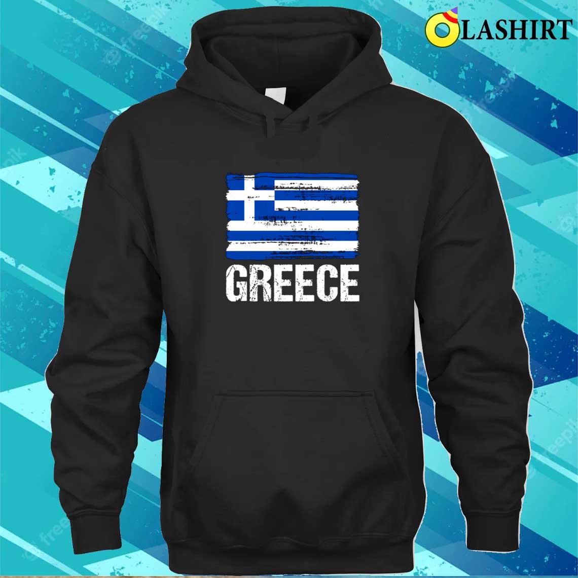 Greece Greek Flag Pride T-shirt, Heritage Patriotic Born Greece Roots Unisex Hoodie