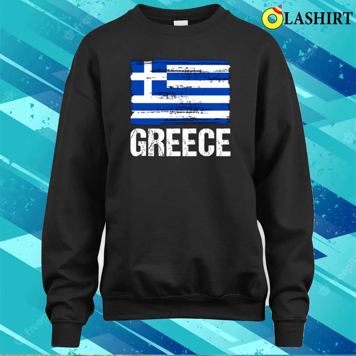 Greece Greek Flag Pride T-shirt, Heritage Patriotic Born Greece Roots Sweater Shirt
