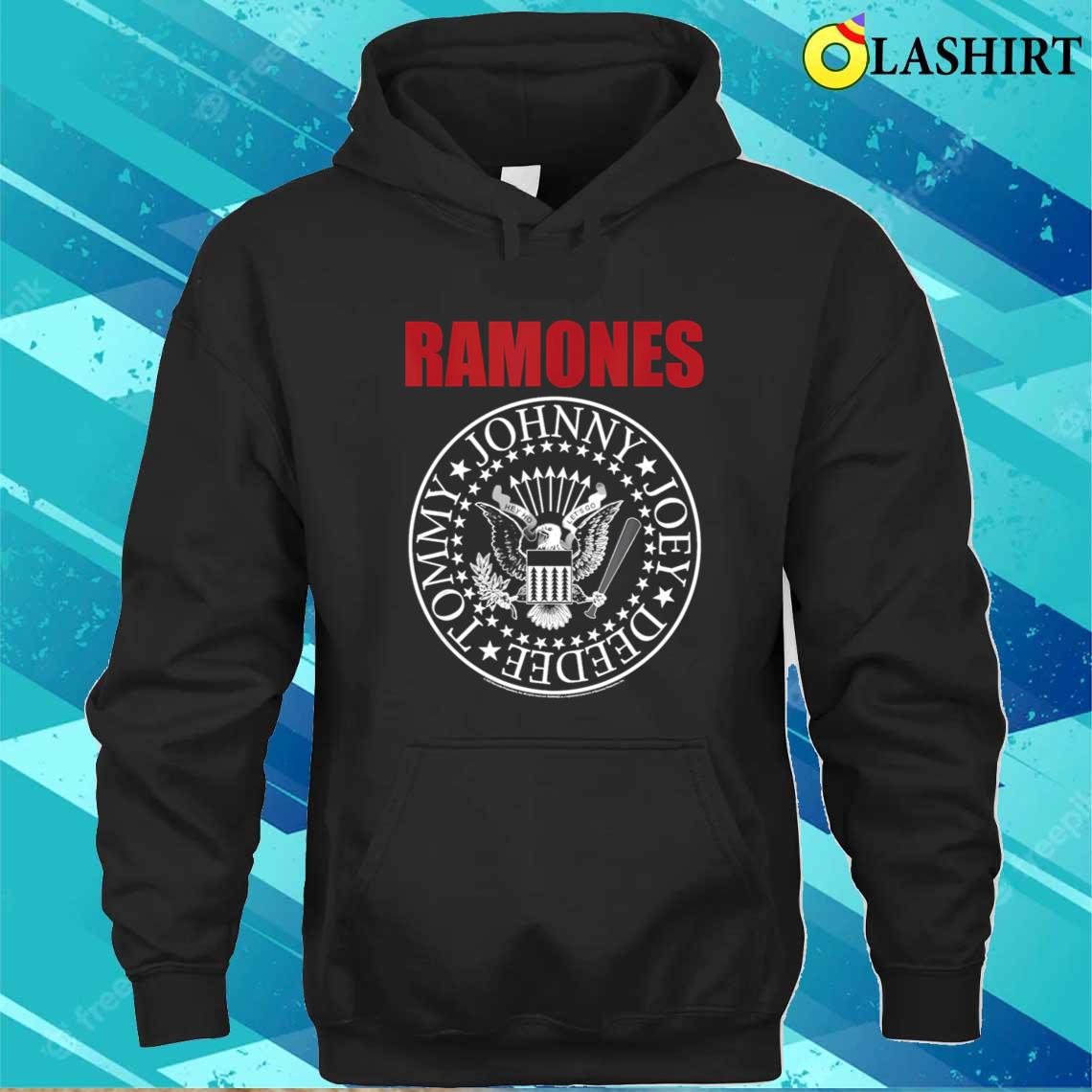Ramones Red Text Seal Music Band T-shirt Unisex Hoodie