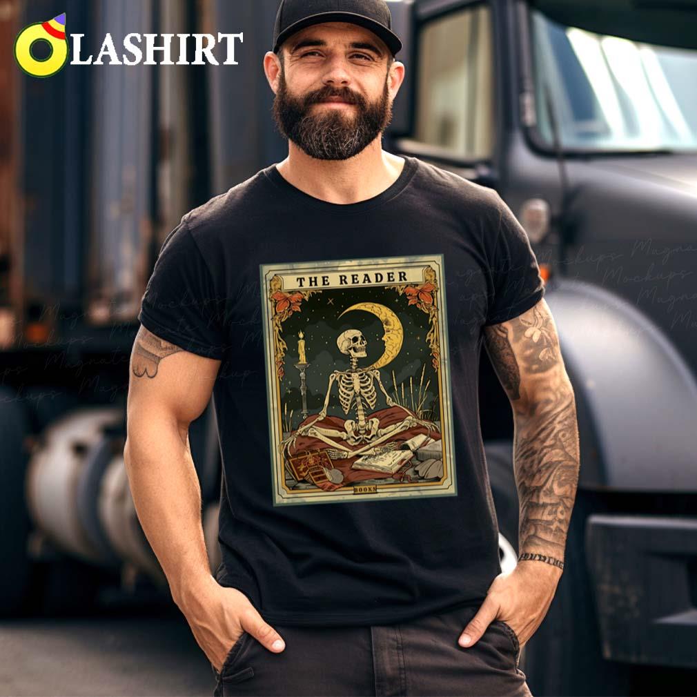 The Reader Tarot Card Shirt, Skeleton Reading Shirt Best Sale
