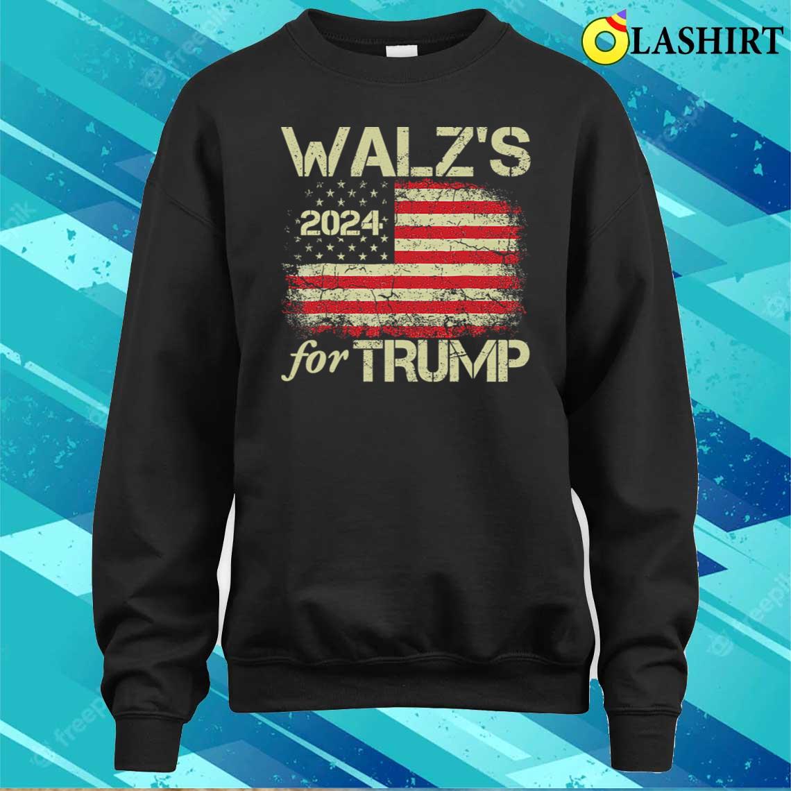 Walz's For Trump Us Flag T-shirt Sweater Shirt