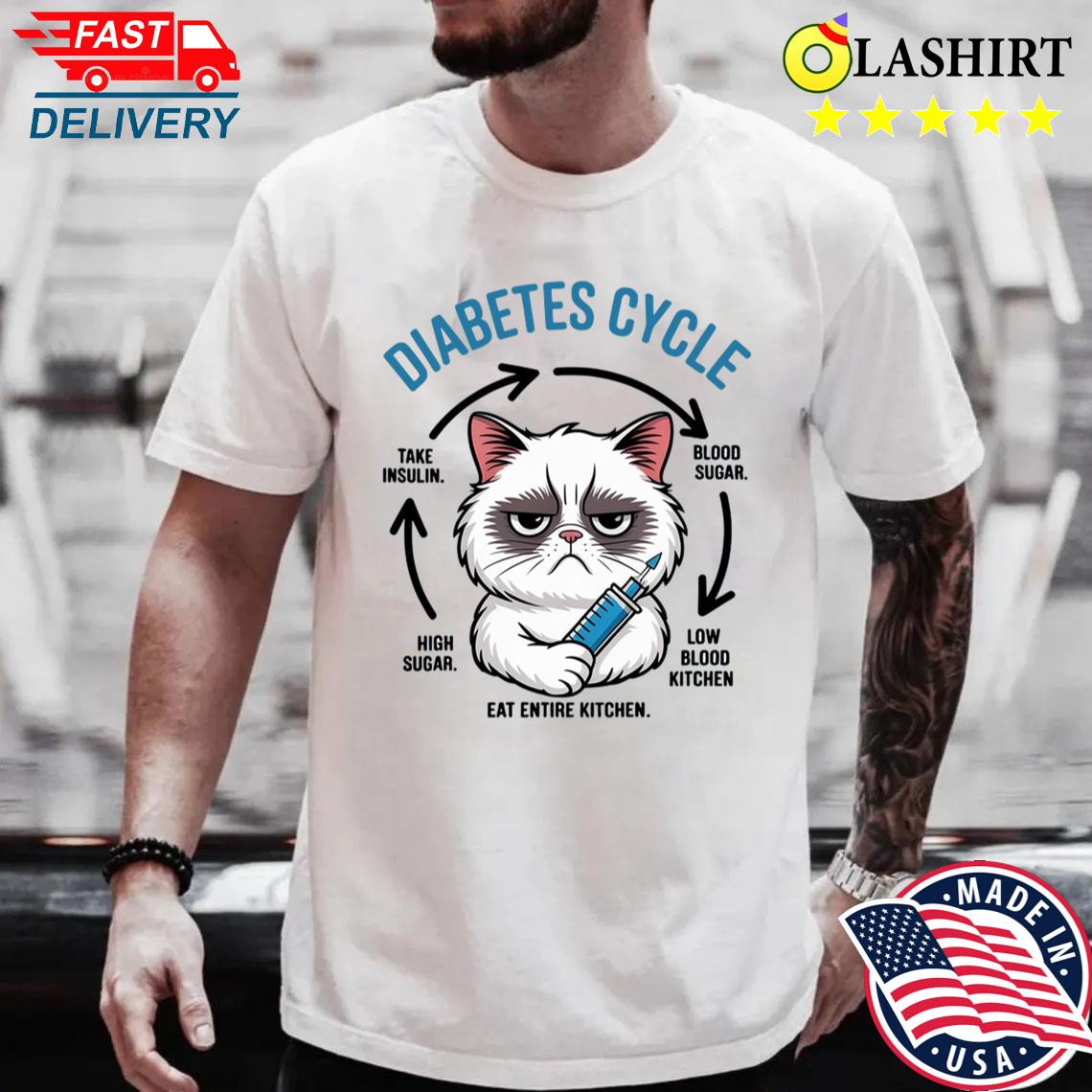 Diabetes Cycle Funny Cat Shirt, Diabetic Humor Tee