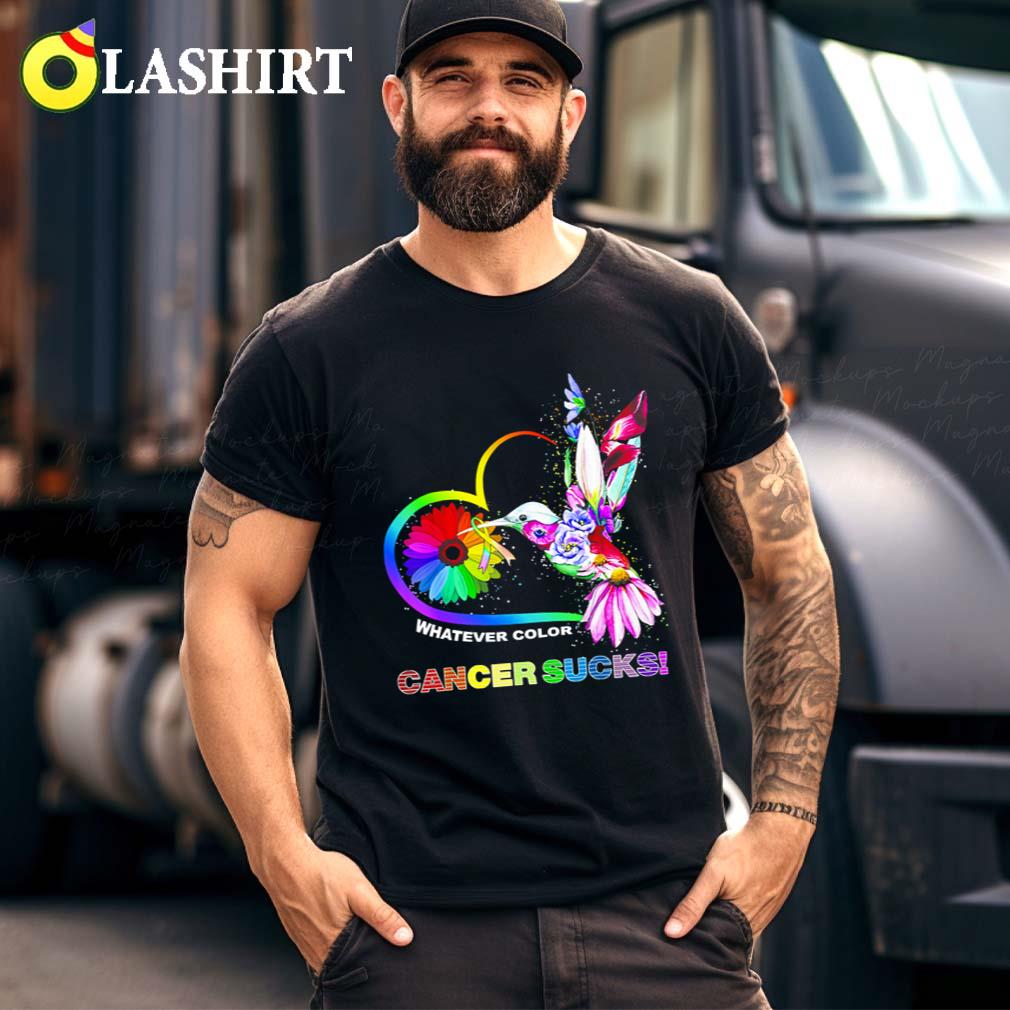 Hummingbird Whatever Color Cancer Sucks Fight Cancer Ribbons T-shirt