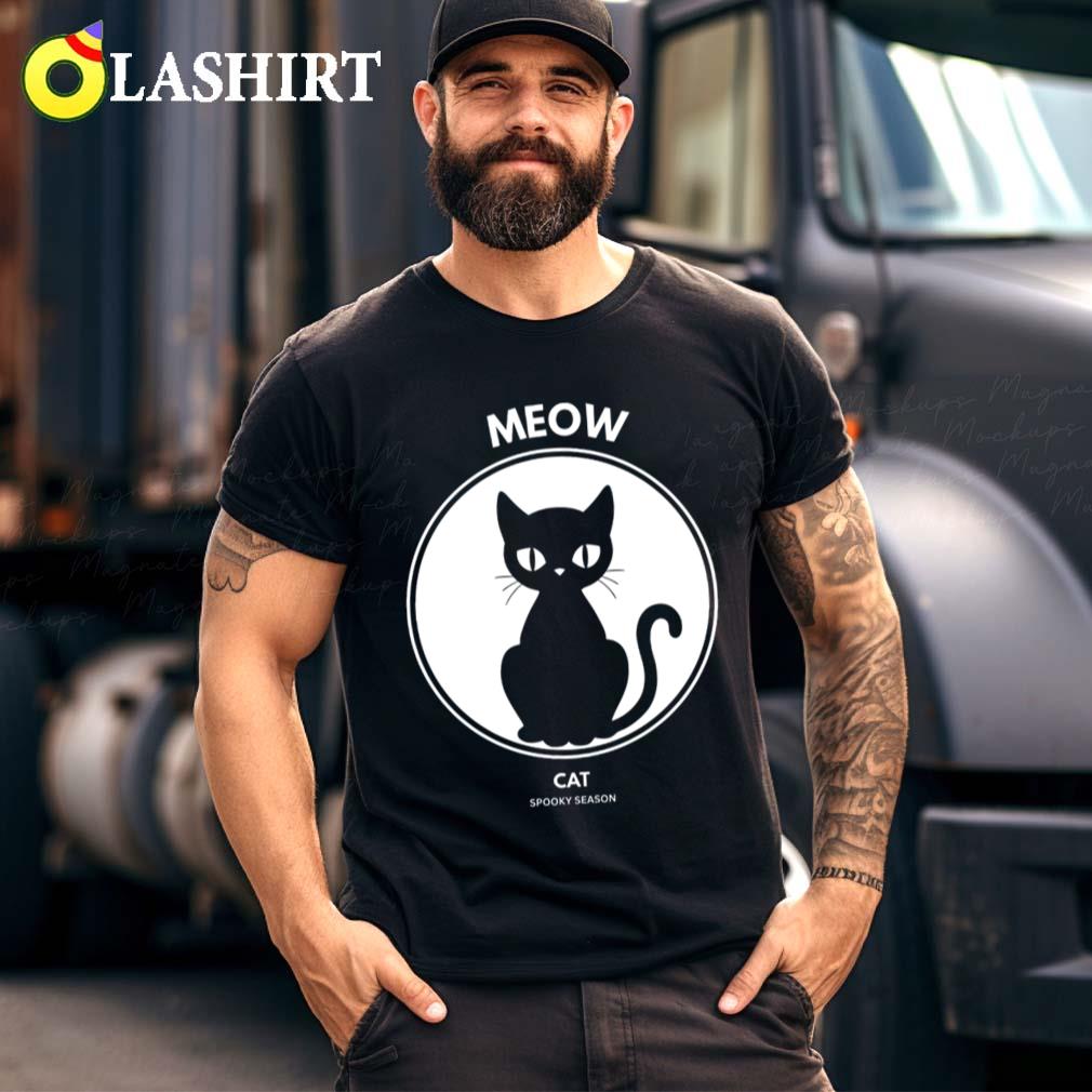 Black Cat Meow Spooky Vibes Halloween Shirt T-shirt