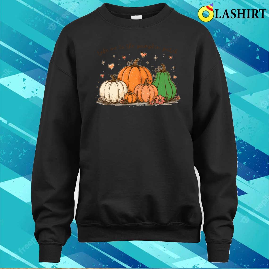 Autumn Pumpkin Patch Illustration T-shirt Sweater Shirt
