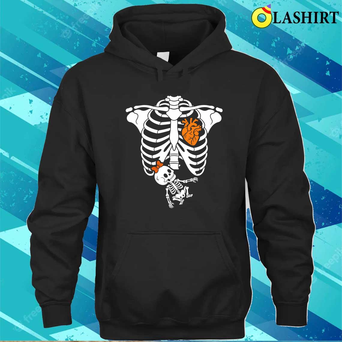 Baby Shower Skeleton Halloween Pregnancy Announcement Cute T-shirt Unisex Hoodie