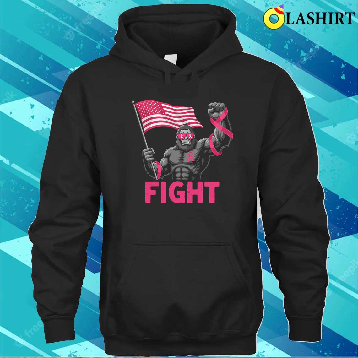 Bigfoot Pink Ribbon Breast Cancer Awareness T-shirt Unisex Hoodie