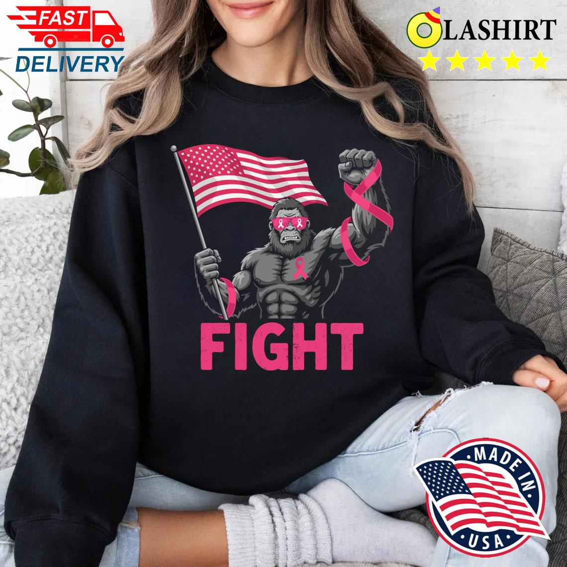 Bigfoot Pink Ribbon Breast Cancer Awareness T-shirt Sweater Shirt