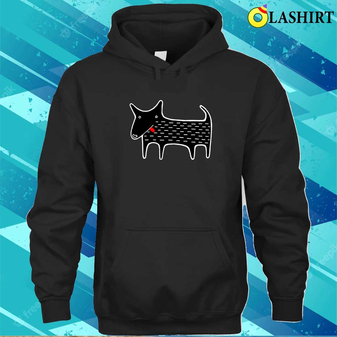 Black Dog Kawaii Folk Art Animal Graphic Tee Unisex Hoodie
