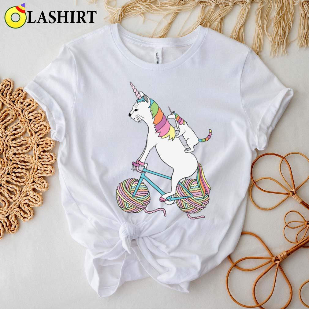 Cat Unicorn And Unicorn Cat Who Is Riding A Bike T-shirt Best Sale