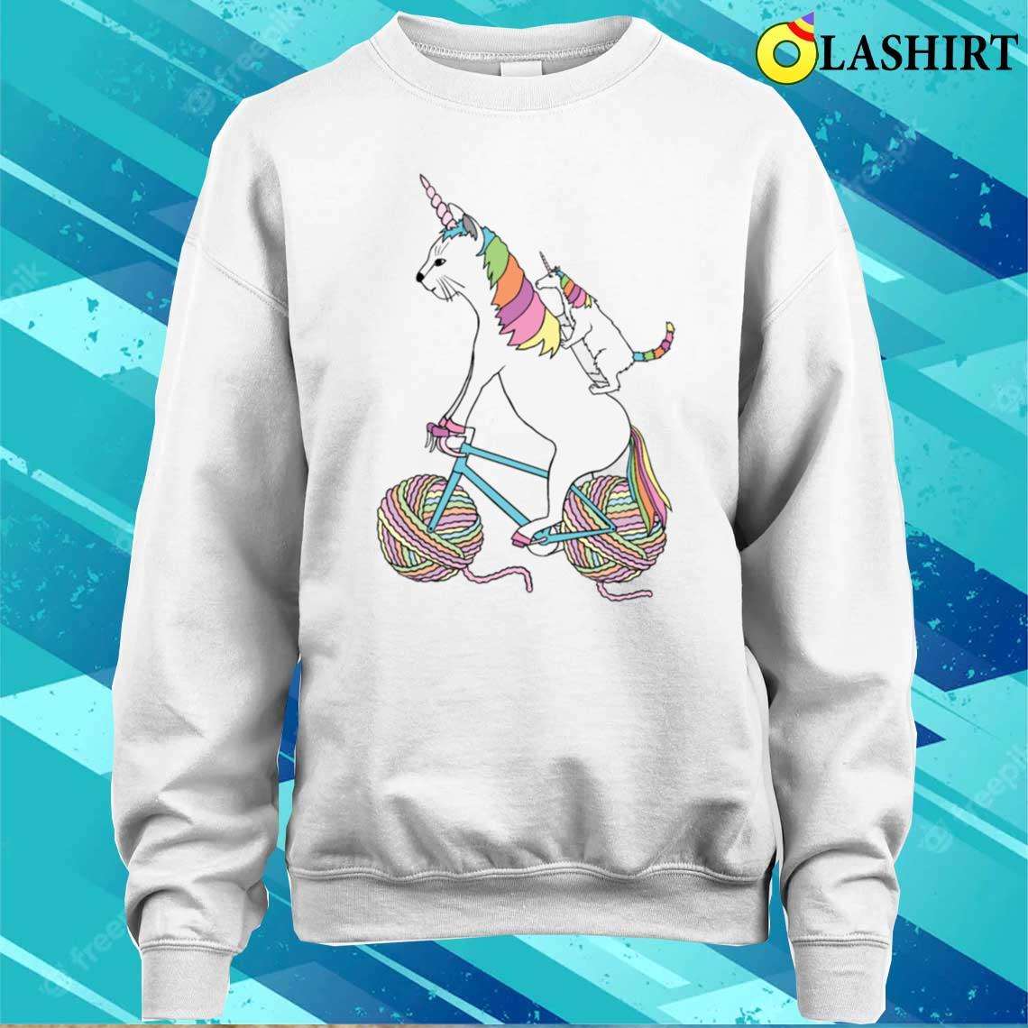 Cat Unicorn And Unicorn Cat Who Is Riding A Bike T-shirt Sweater Shirt