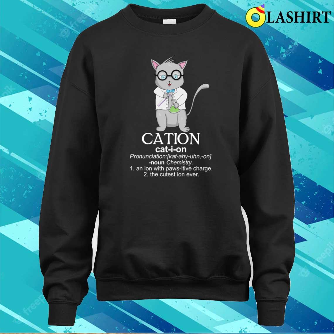 Cation Science Cat Shirt - Funny Chemistry Pun T-shirt Sweater Shirt