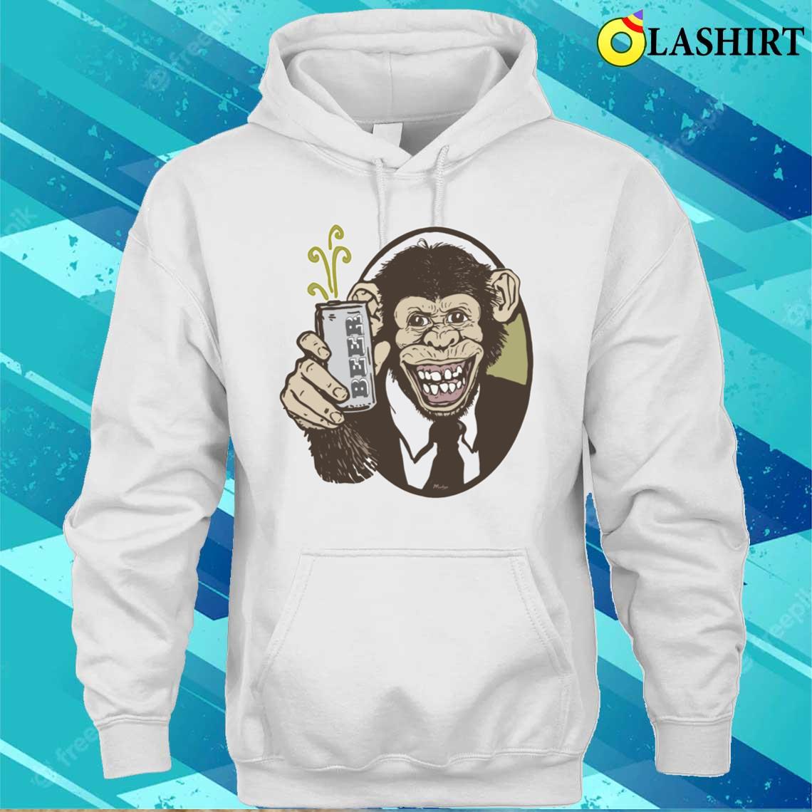 Chimp Beer Smile T-shirt Unisex Hoodie