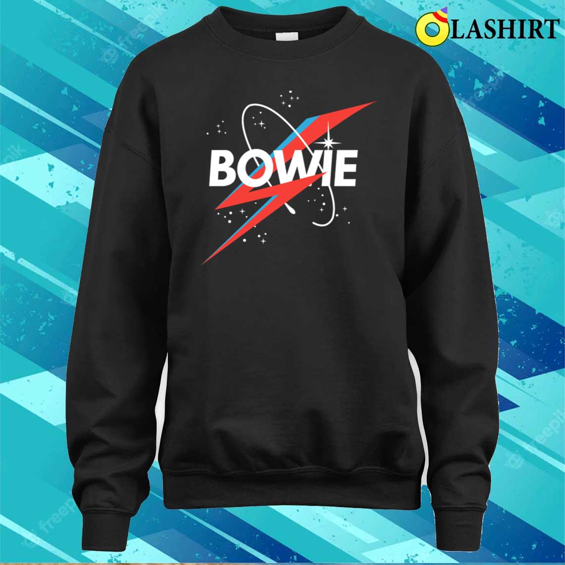 David Bowie Lettering Starry Sky With Lightning T-shirt Sweater Shirt