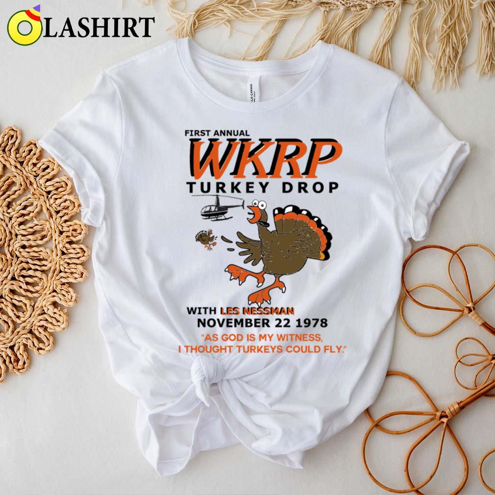 First Anuual Wkrp Turkey Drop With Les Nessman T-shirt Best Sale