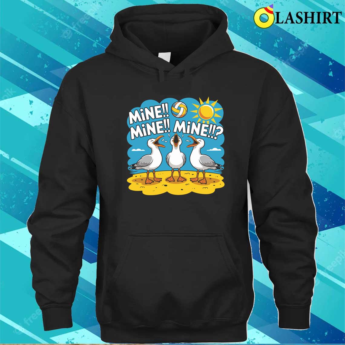 Funny Bird Playing Volleyball Mine Game Day Vibes Sports T-shirt Unisex Hoodie