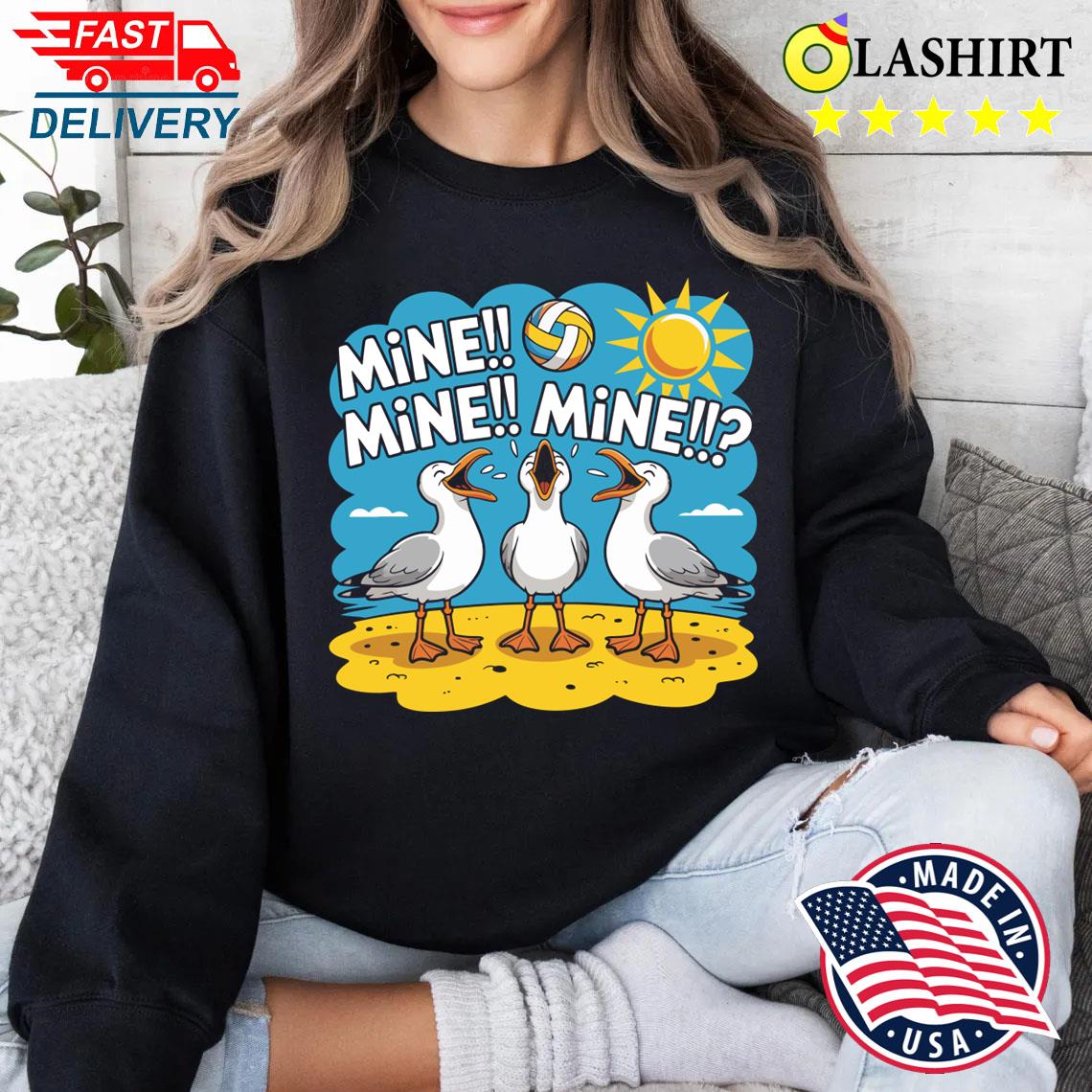 Funny Bird Playing Volleyball Mine Game Day Vibes Sports T-shirt Sweater Shirt