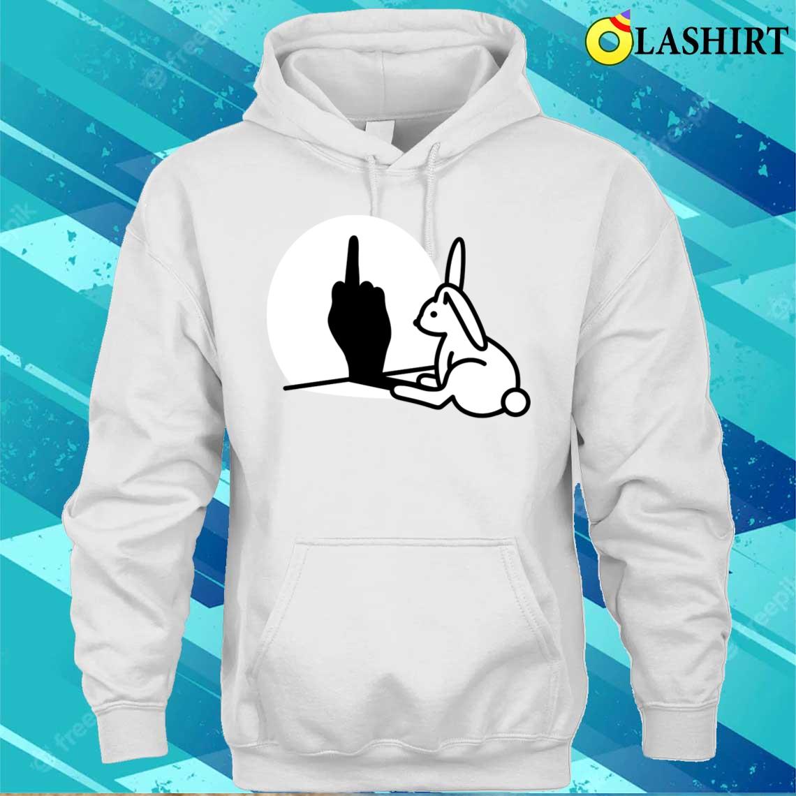 Funny Rabbit Shadow Hand Middle Finger Fuck Off T-shirt Unisex Hoodie