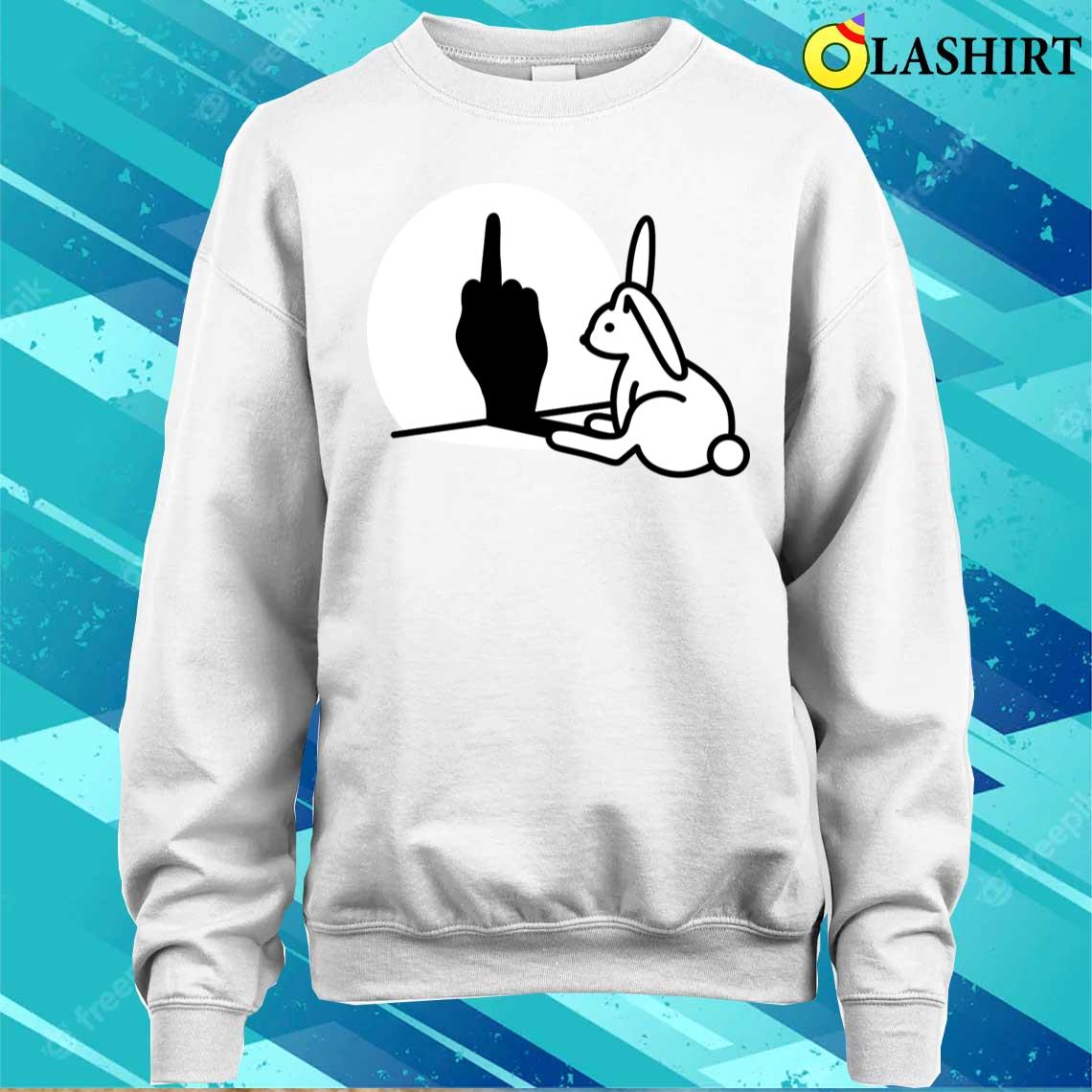 Funny Rabbit Shadow Hand Middle Finger Fuck Off T-shirt Sweater Shirt