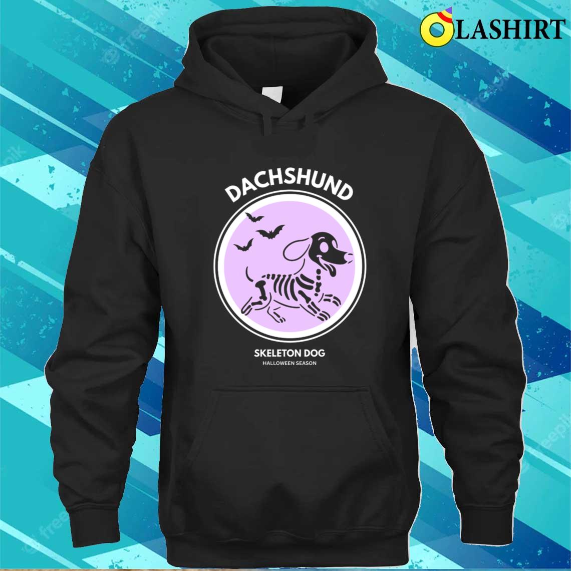Halloween Skeleton Dachshund Dog Design Shirt T-shirt Unisex Hoodie