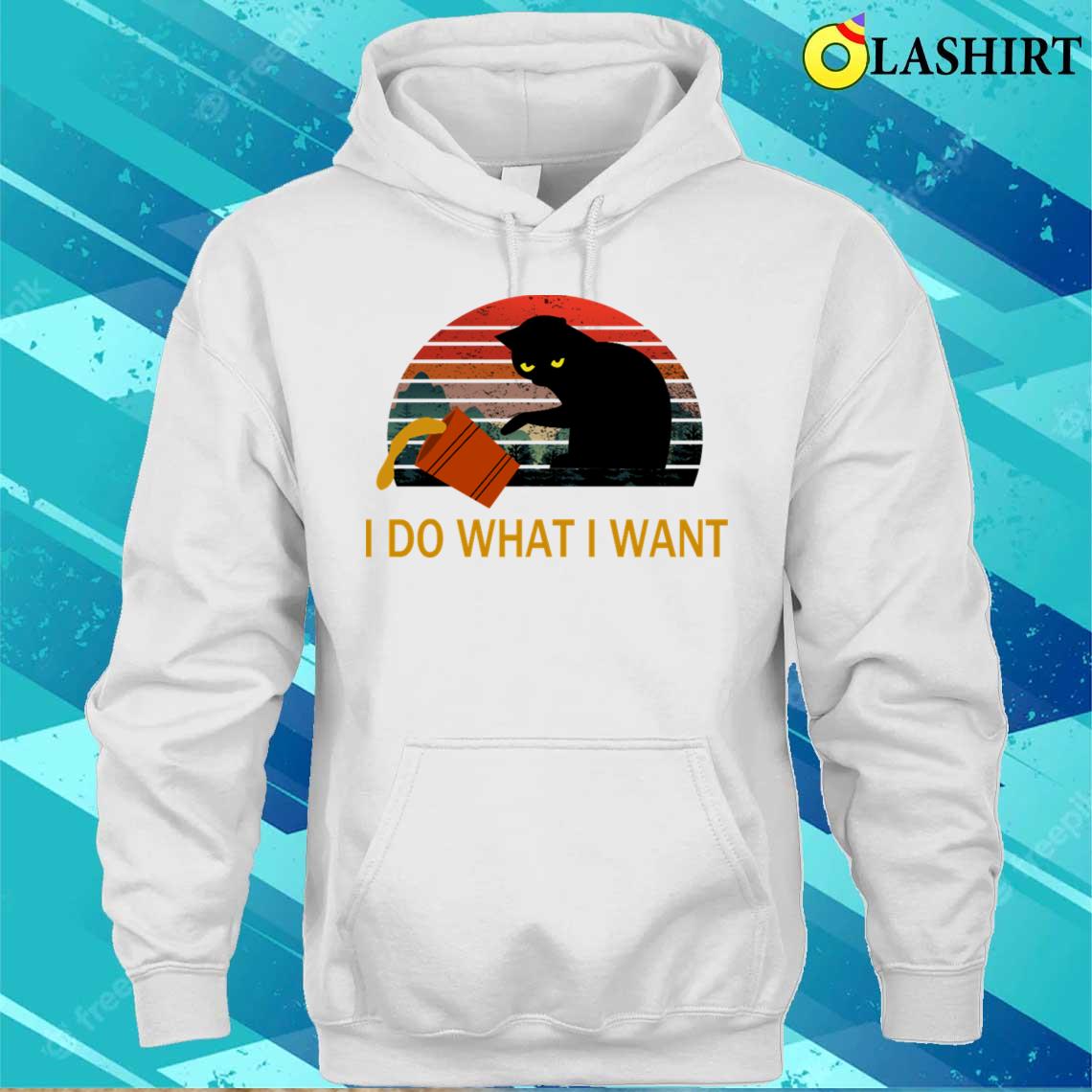 I Do What I Want Black Cat In Sunset T-shirt Unisex Hoodie