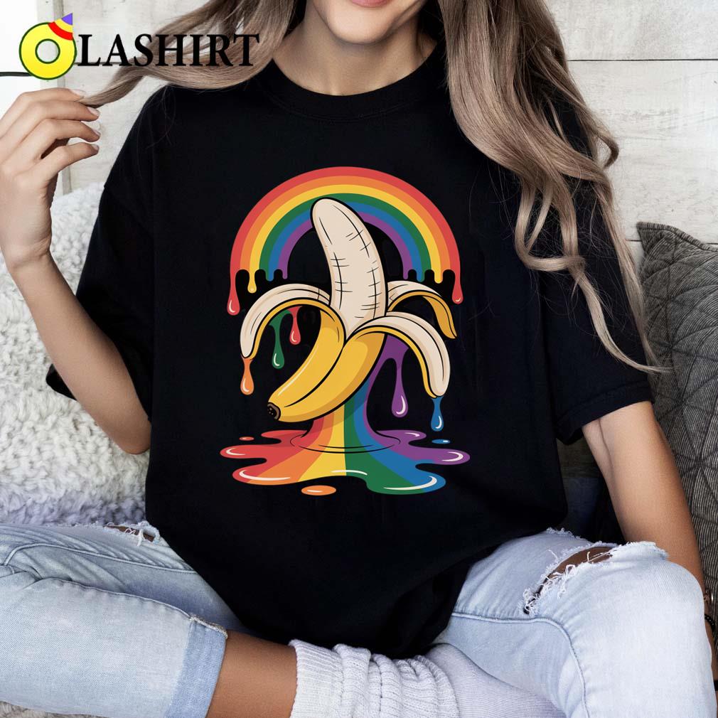 Ice Cream Drip Banana Rainbow Lesbian Gay Pride T-shirt Classic Shirt