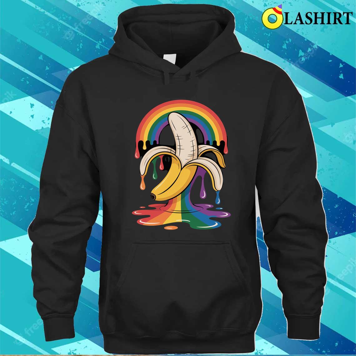 Ice Cream Drip Banana Rainbow Lesbian Gay Pride T-shirt Unisex Hoodie