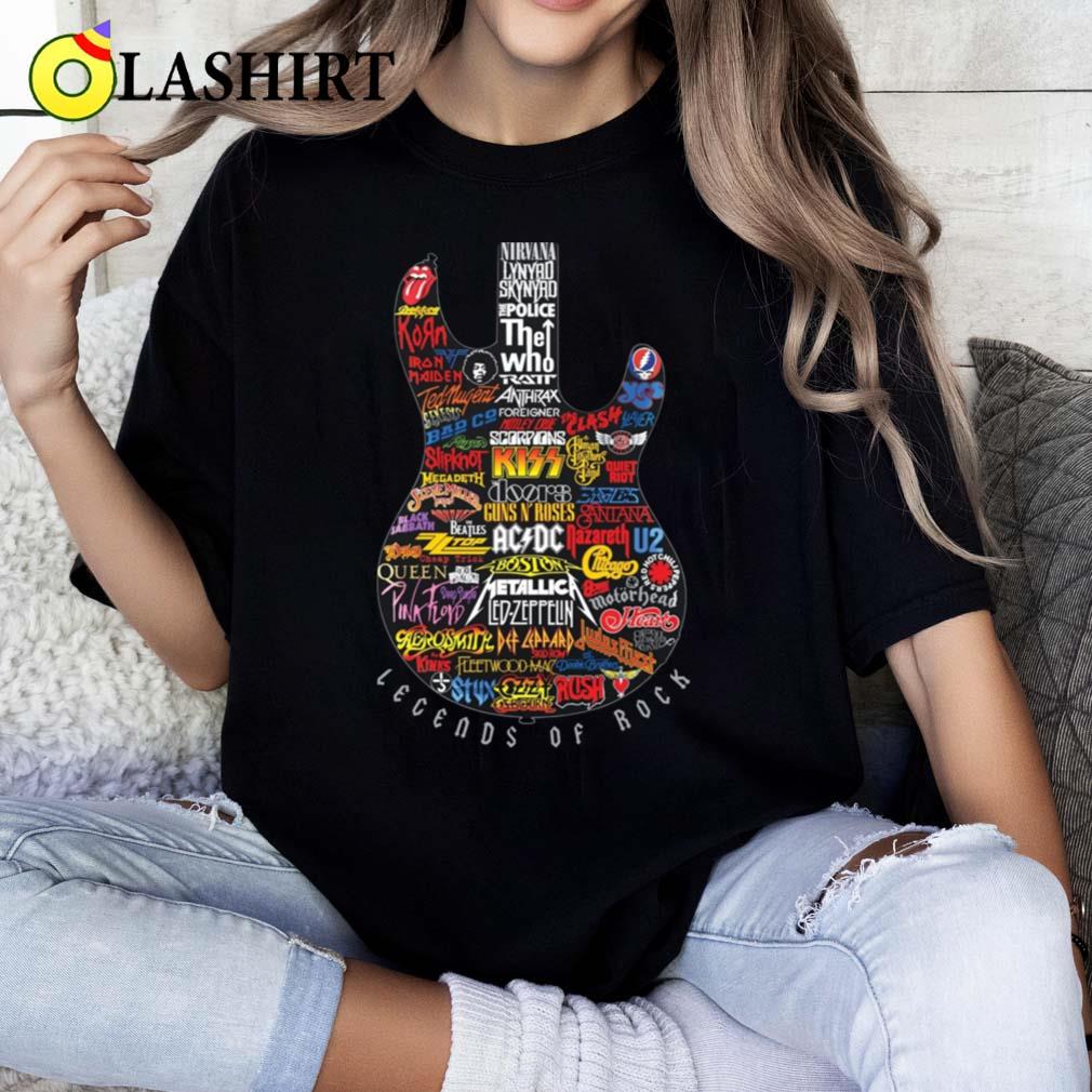Legends Of Rock Iconic Bands In One Guitar T-shirt Classic Shirt
