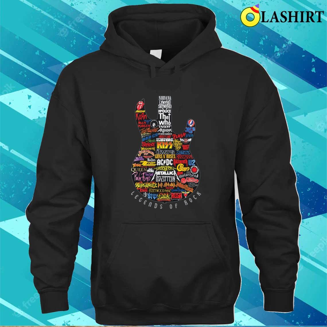 Legends Of Rock Iconic Bands In One Guitar T-shirt Unisex Hoodie