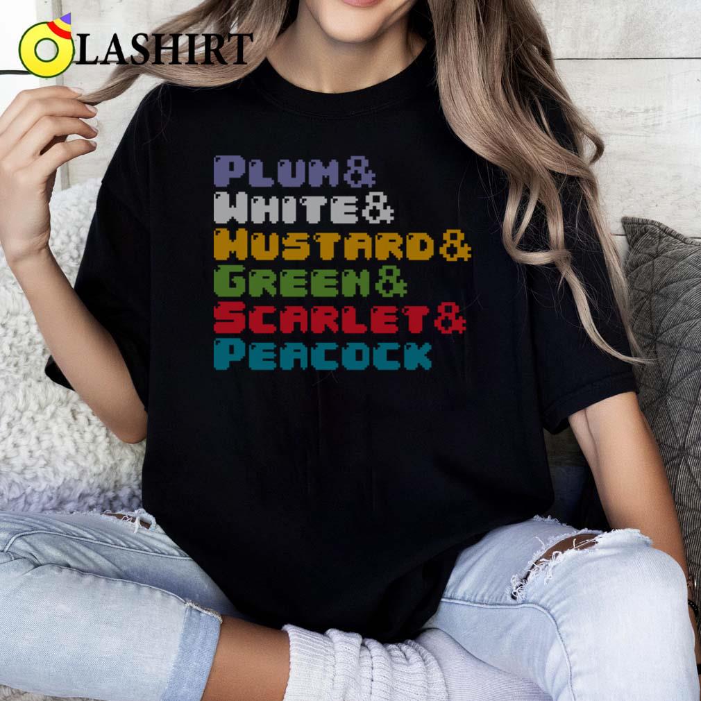 Plum White Mustard Green Scarlet Peacock Clue T-shirt Classic Shirt