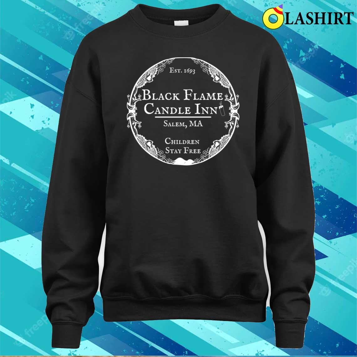 Sanderson Sisters Halloween Black Flame Candle Inn Bed Breakfast Tee Hocus Pocus Funny Fall Casual T-shirt Sweater Shirt