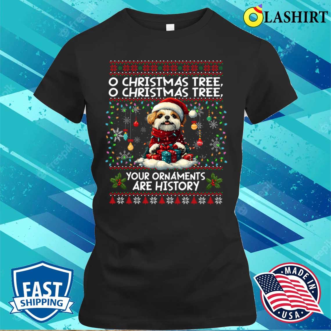 Shih Tzu Tree Lights Decorations Dog T-shirt Classic Shirt