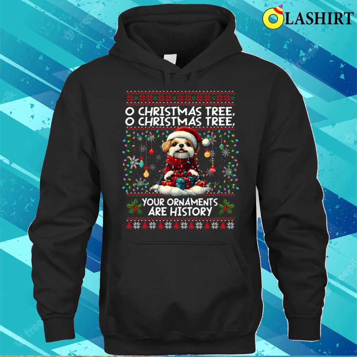 Shih Tzu Tree Lights Decorations Dog T-shirt Unisex Hoodie