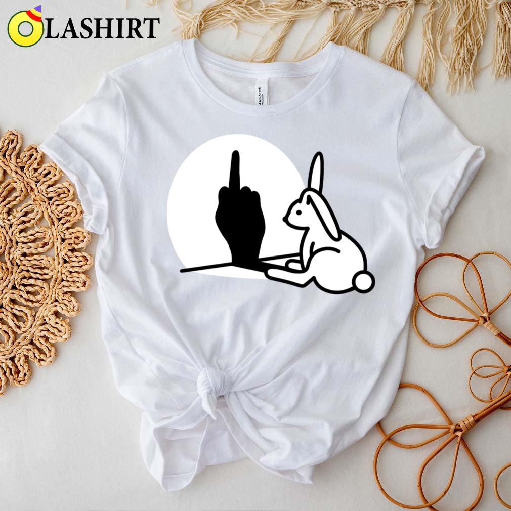 Funny Rabbit Shadow Hand Middle Finger Fuck Off T-shirt
