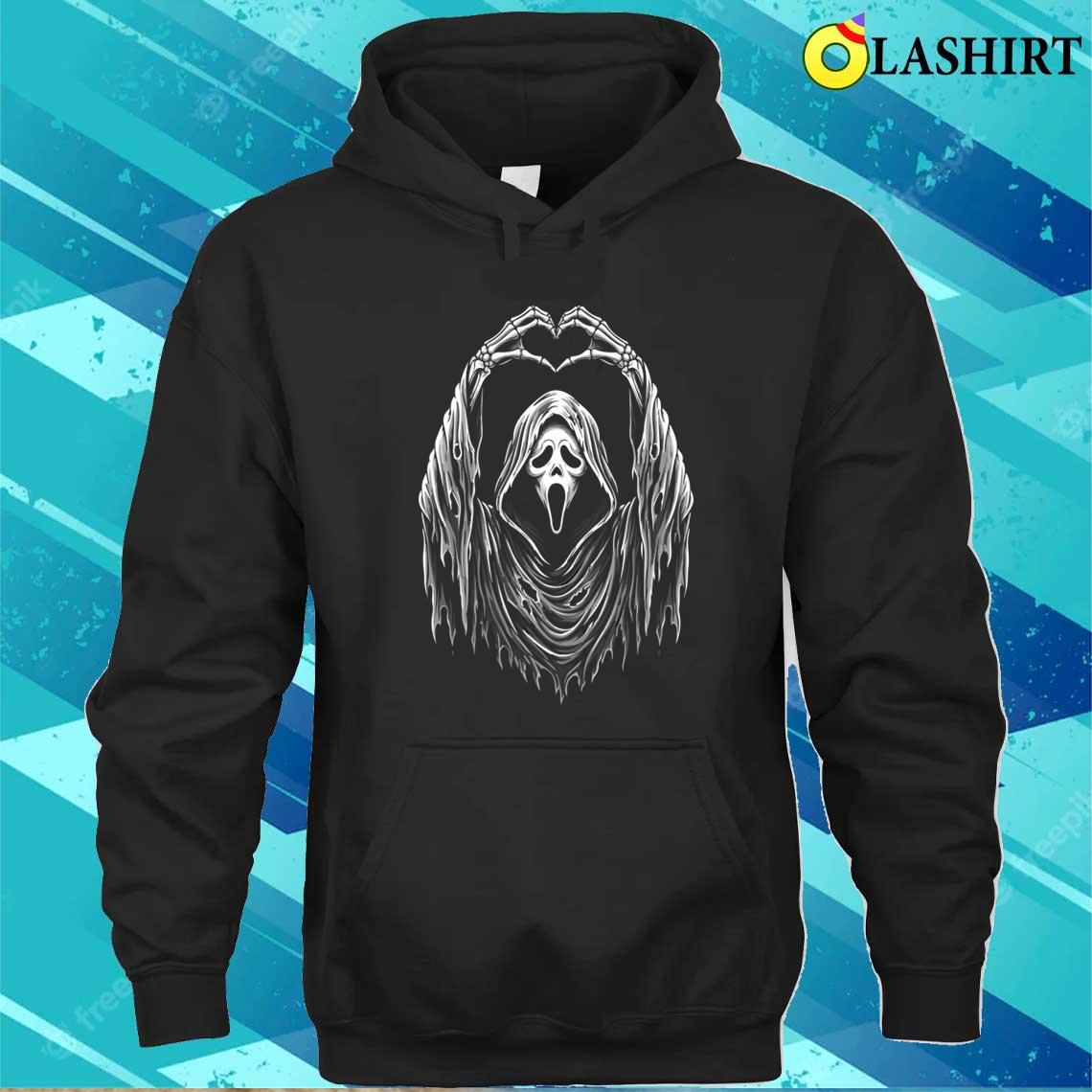 Vintage Ghost Face Heart Hands Horror Costume Halloween T-shirt Unisex Hoodie