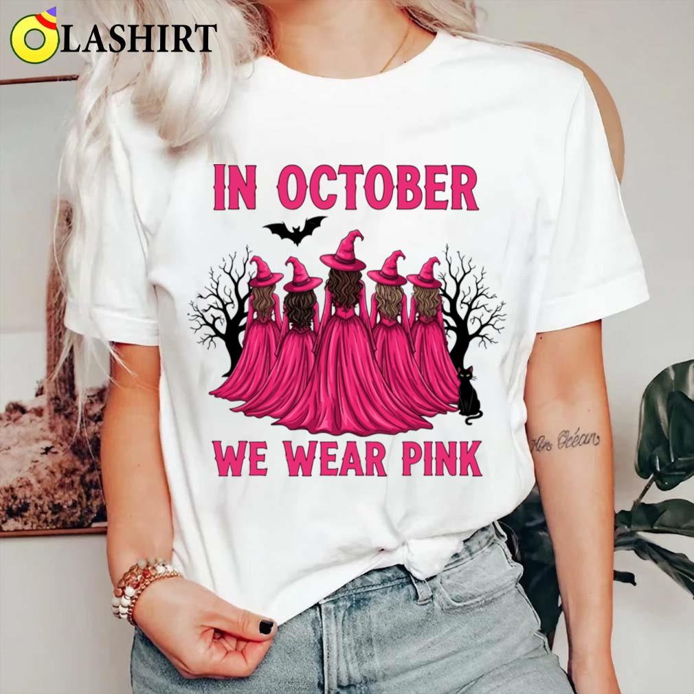 Women's October We Wear Pink Witch Breast Cancer Awareness T-shirt Classic Shirt