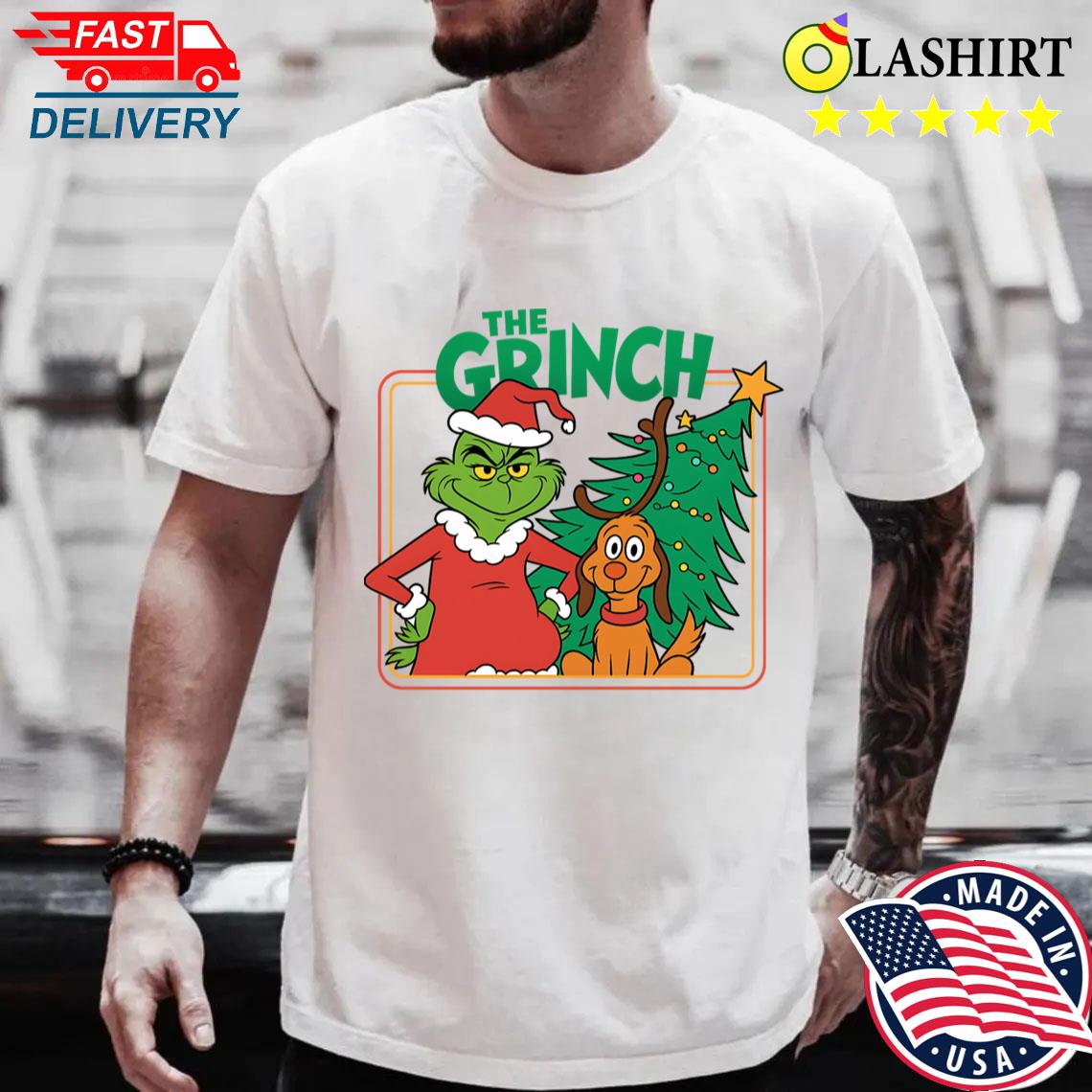 The Grinch Christmas Tree With Max Dog Funny Holiday T-shirt