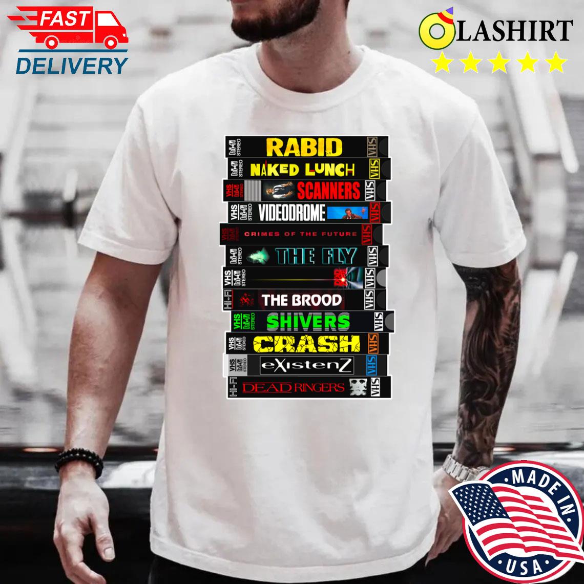 David Cronenberg Horror Movie Vhs Stack T-shirt