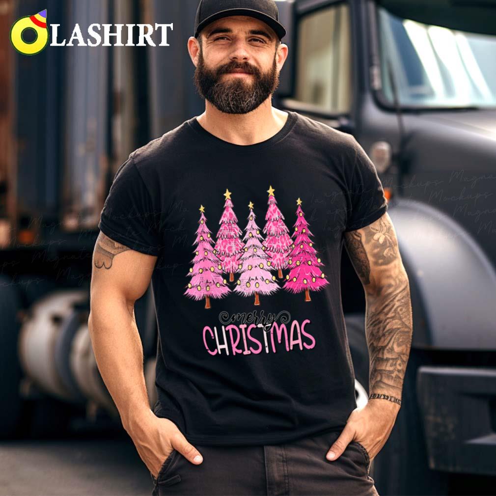 Pink Merry Christmas Tree T-shirt