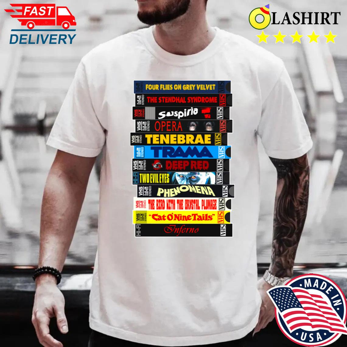 Dario Argento Vhs Movies Stack T-shirt Best Sale