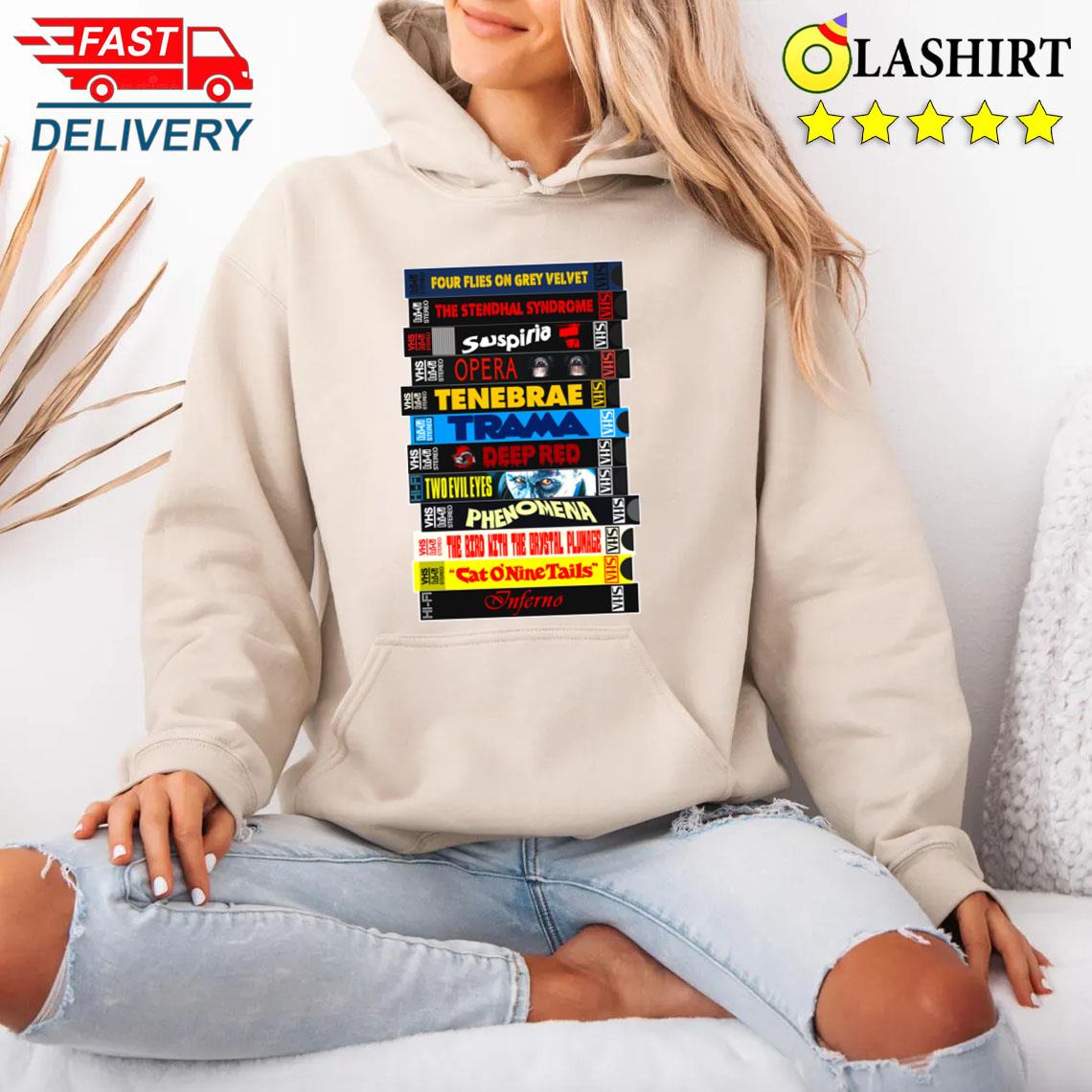 Dario Argento Vhs Movies Stack T-shirt Unisex Hoodie