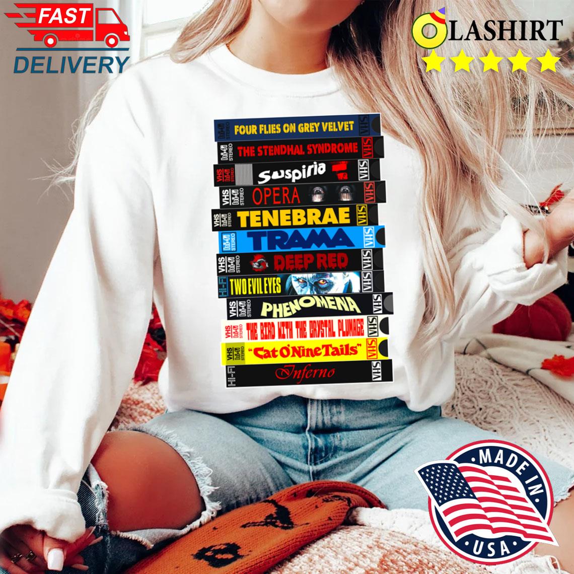 Dario Argento Vhs Movies Stack T-shirt Sweater Shirt