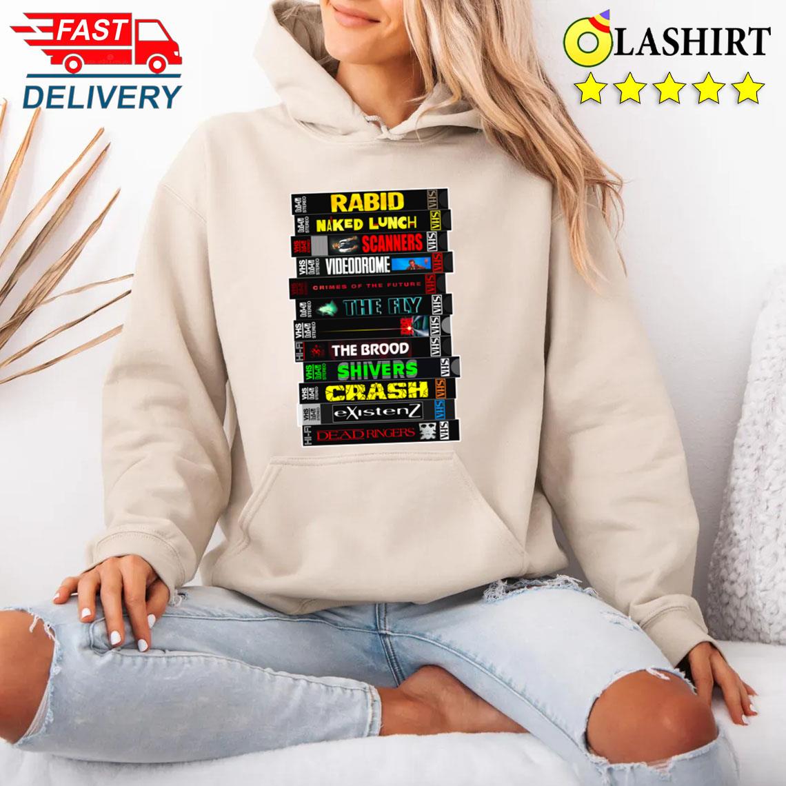 David Cronenberg Horror Movie Vhs Stack T-shirt Unisex Hoodie