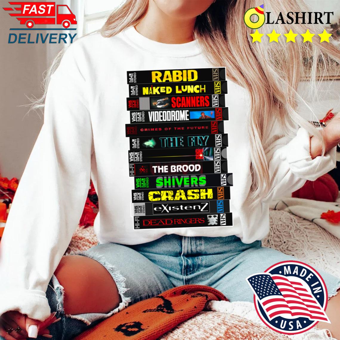 David Cronenberg Horror Movie Vhs Stack T-shirt Sweater Shirt