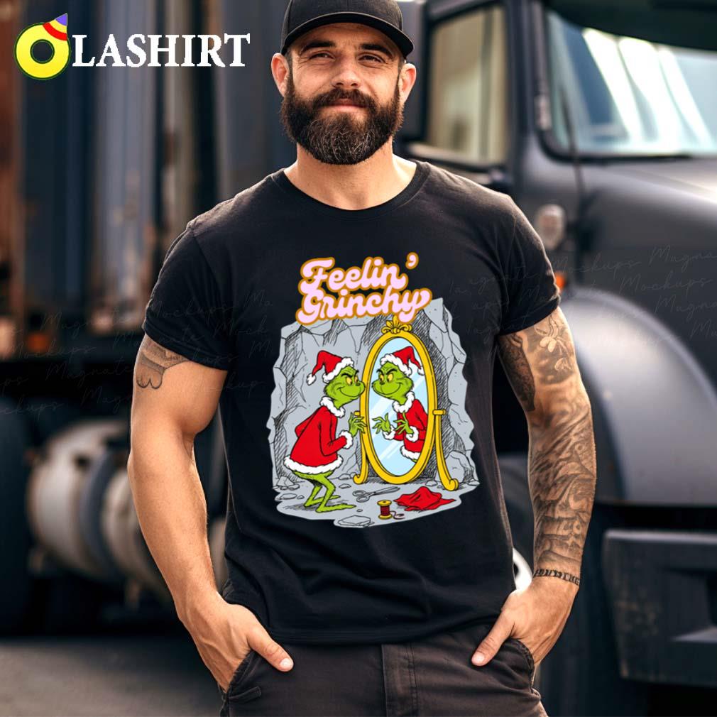 Feelin Grinchy Funny Christmas Mirror Reflection Holiday T-shirt Best Sale