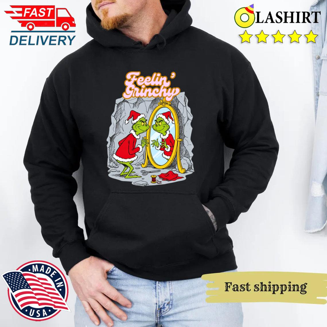 Feelin Grinchy Funny Christmas Mirror Reflection Holiday T-shirt Unisex Hoodie