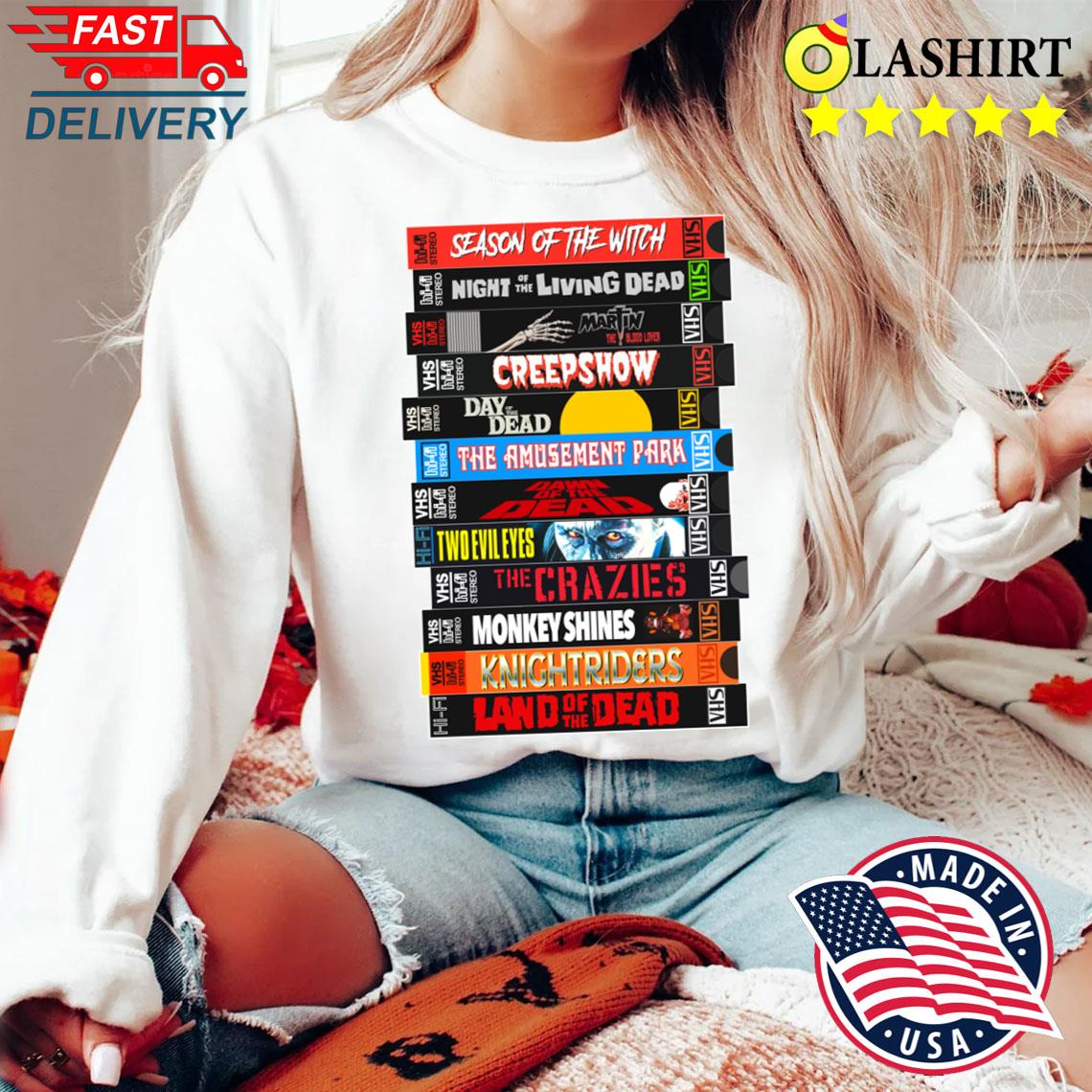 George A Romero Vhs Horror Movie Stack T-shirt Sweater Shirt