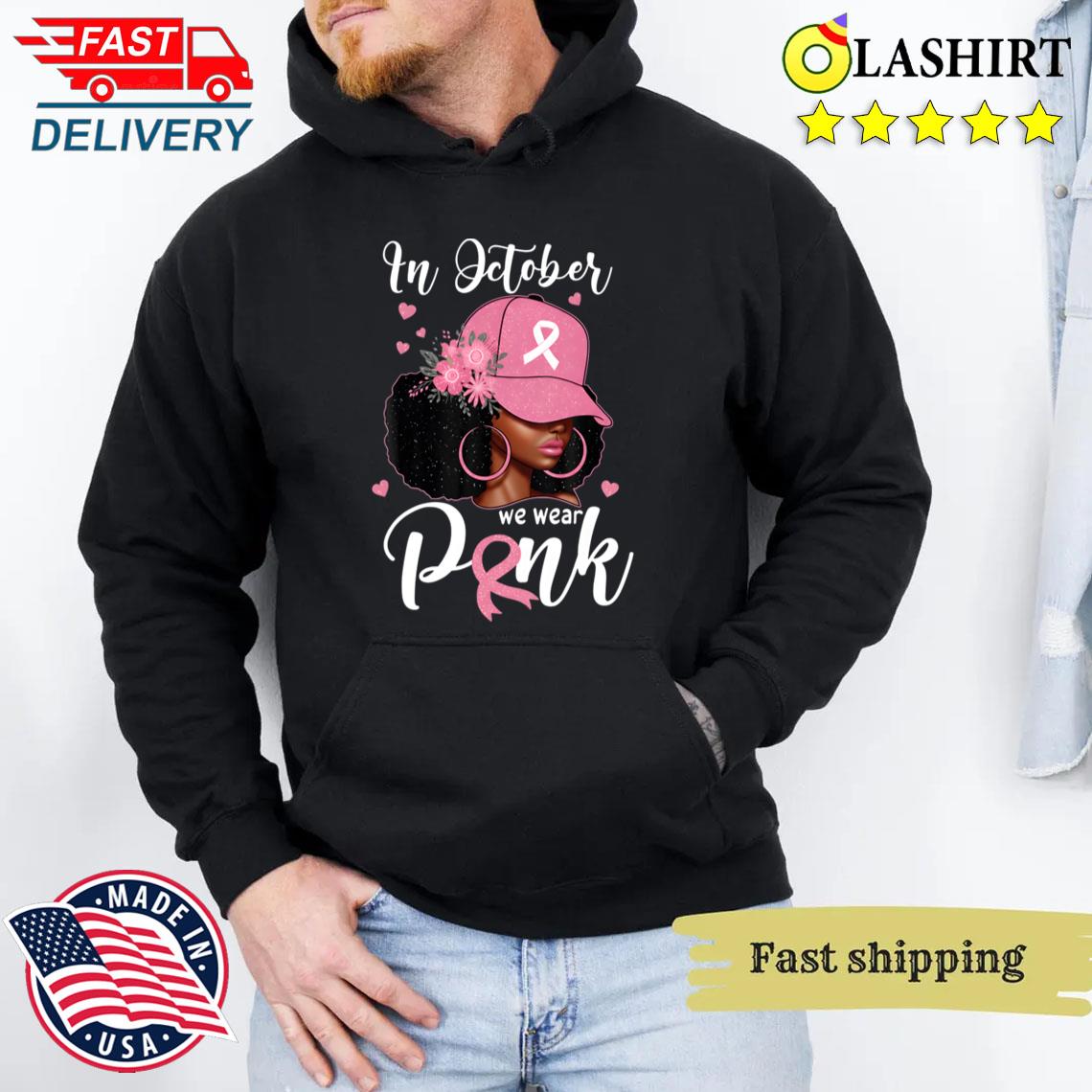 In October Pink Breast Black T-shirt Unisex Hoodie